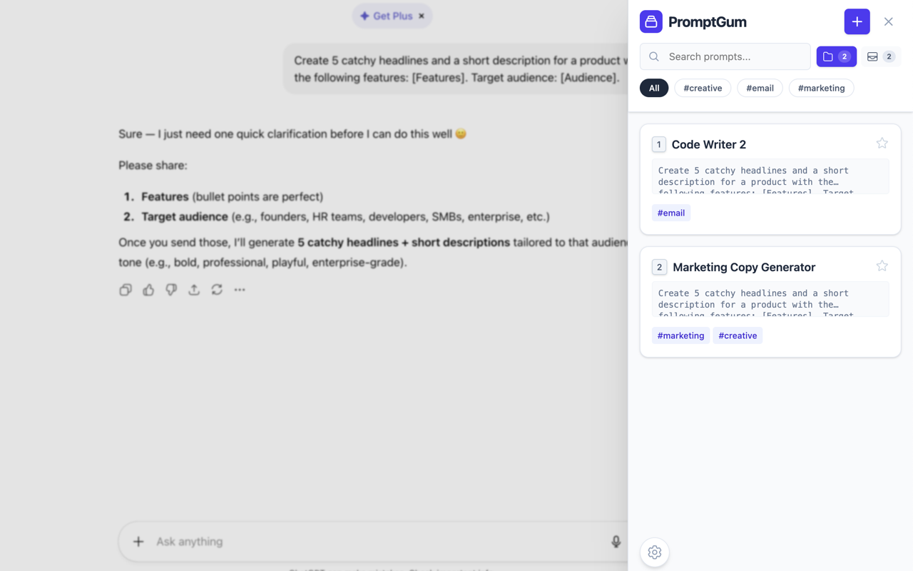 Organize prompts with tags